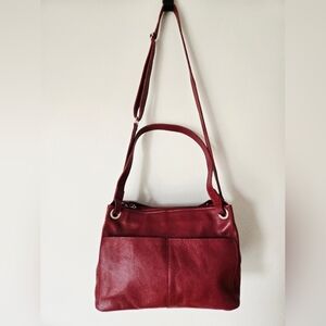 Medium Red Leather Shoulder Or Crossbody Bag